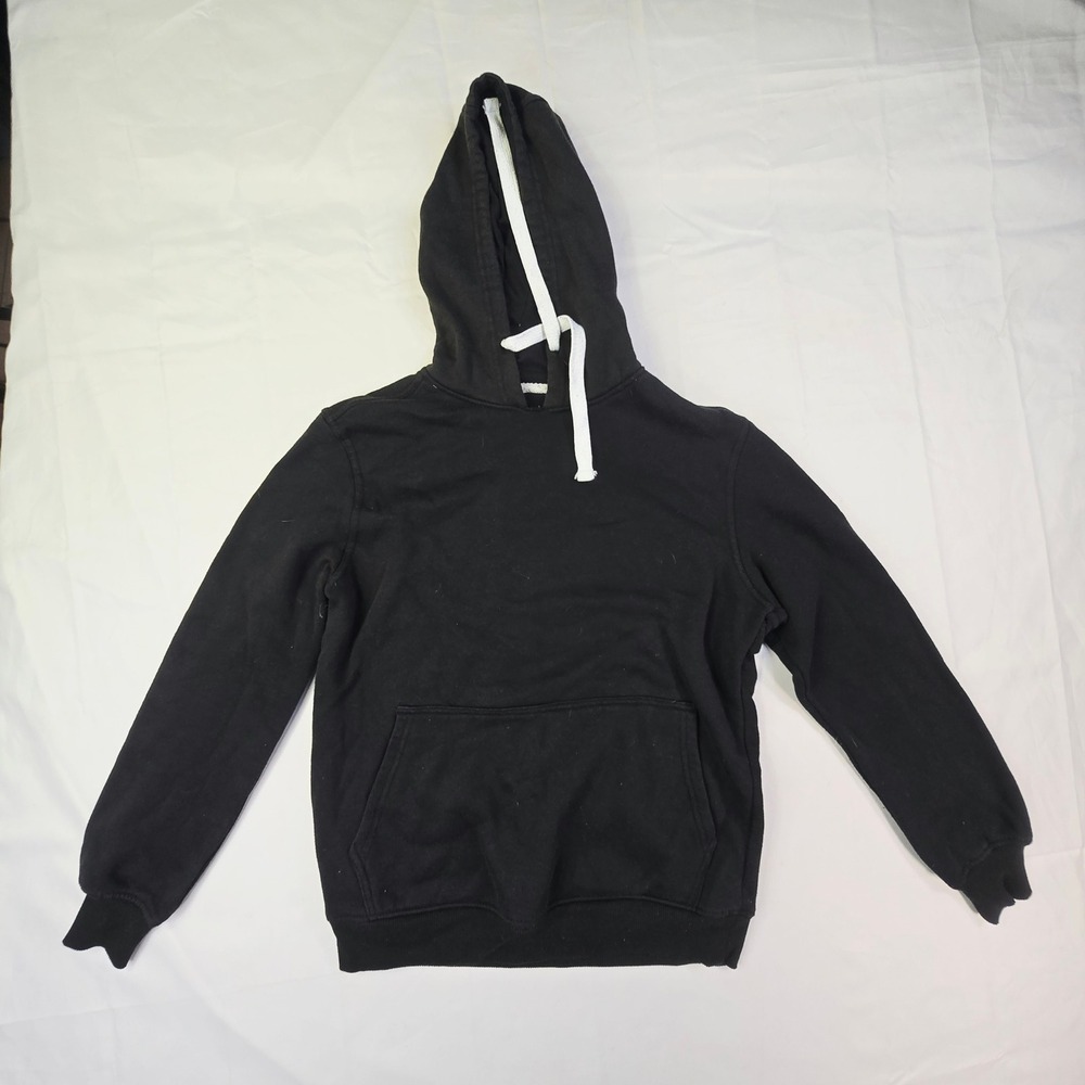 Essentials Pullover Hoodie Men's Small Black Fleece Kangaroo Pocket Drawstring